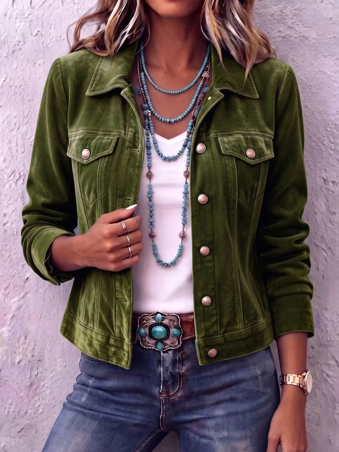 Amandria - Jacke mit Knopfleiste in Vintage-Waschung