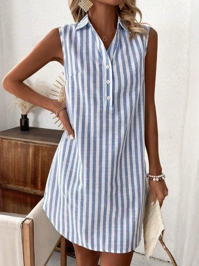 Anora - gestreiftes Soft-Touch-Hemdblusenkleid