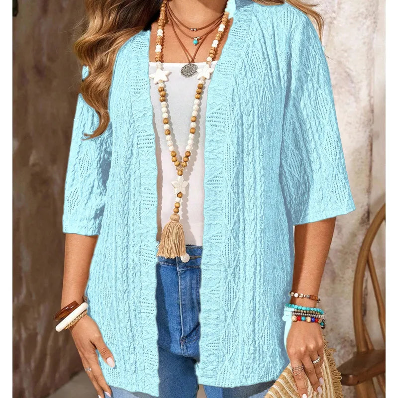 Delienne - Cardigan mit Soft-Touch und Ajourmuster