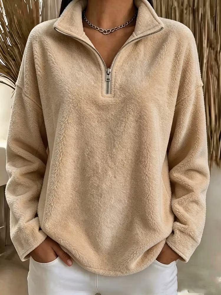 Tiana - Lässiges Fleece-Sweatshirt mit hohem Kragen