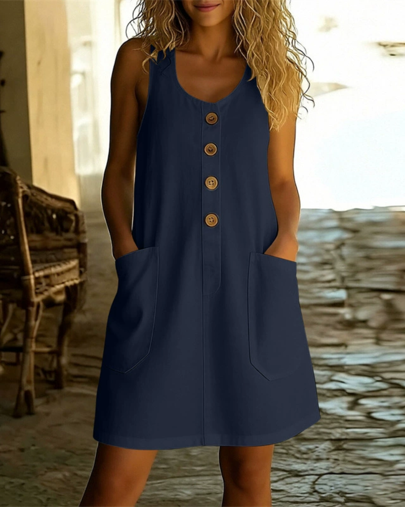 Katelin - Luftiges Sommerkleid mit Knopfleiste vorne