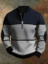 Gaelvick - Quarter-Zip-Pullover mit Kontrastmuster
