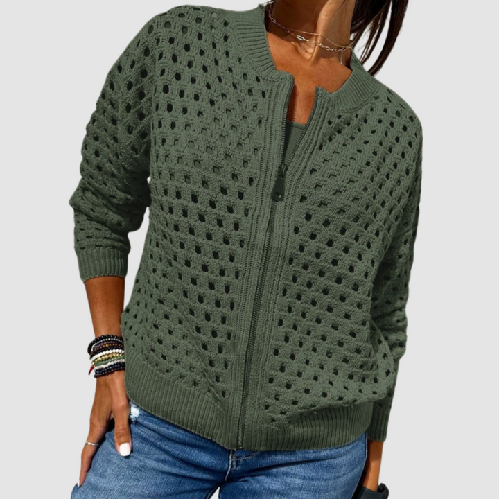 Kaelina - Softtouch-Strickjacke mit Reissverschluss
