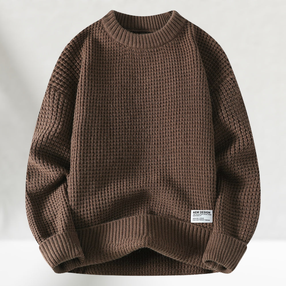 Eldric - Waffelstrick-Rundhals-Pullover