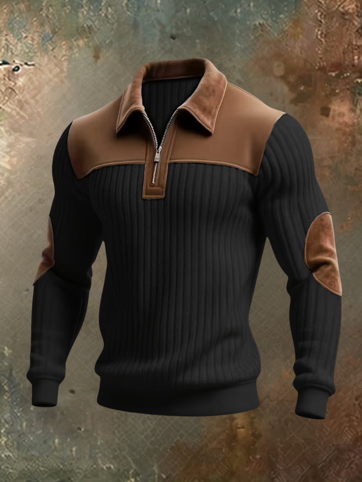 Cyrus - Strukturierter Pullover mit halbem Reissverschluss