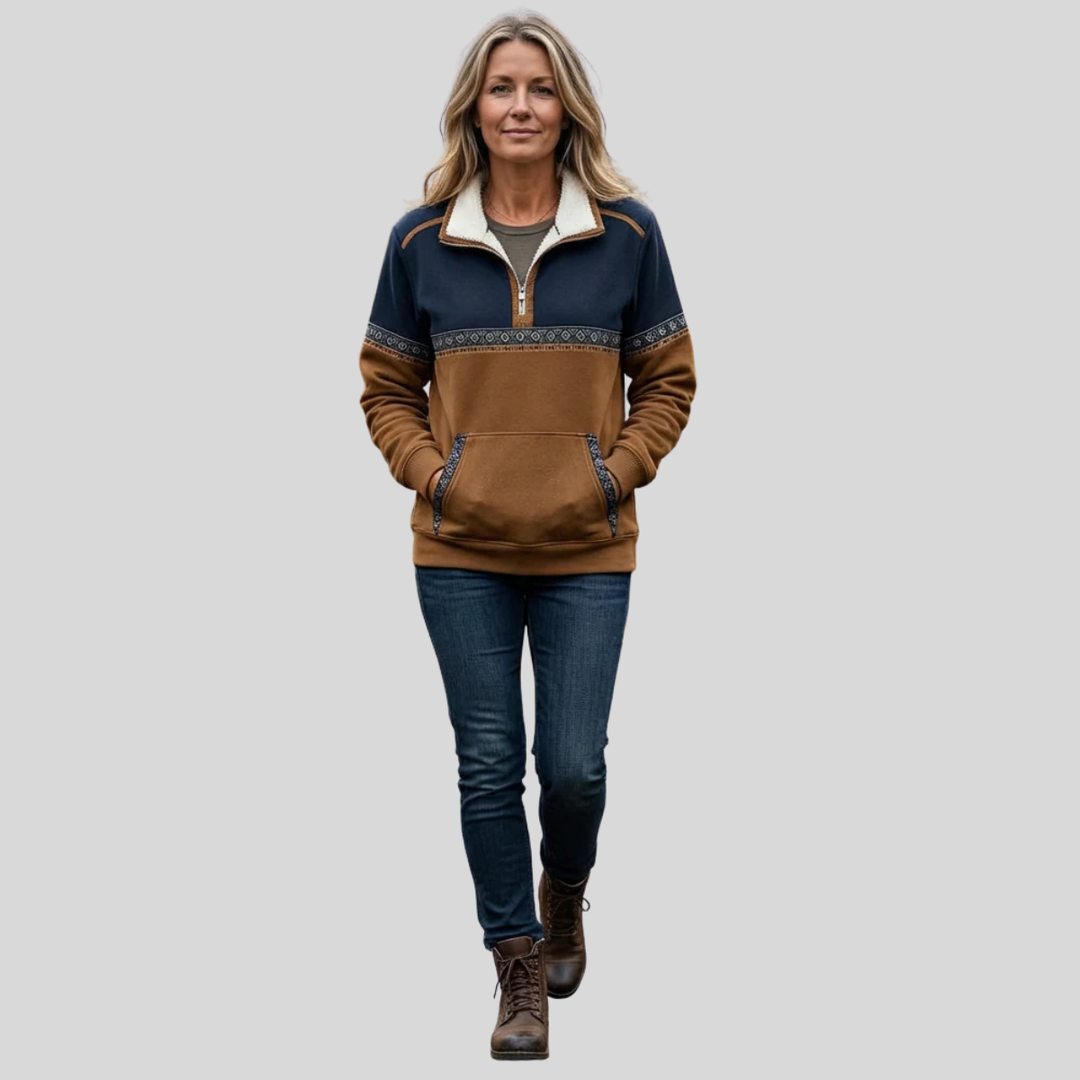 Coraia - Plüsch-Half-Zip-Pullover