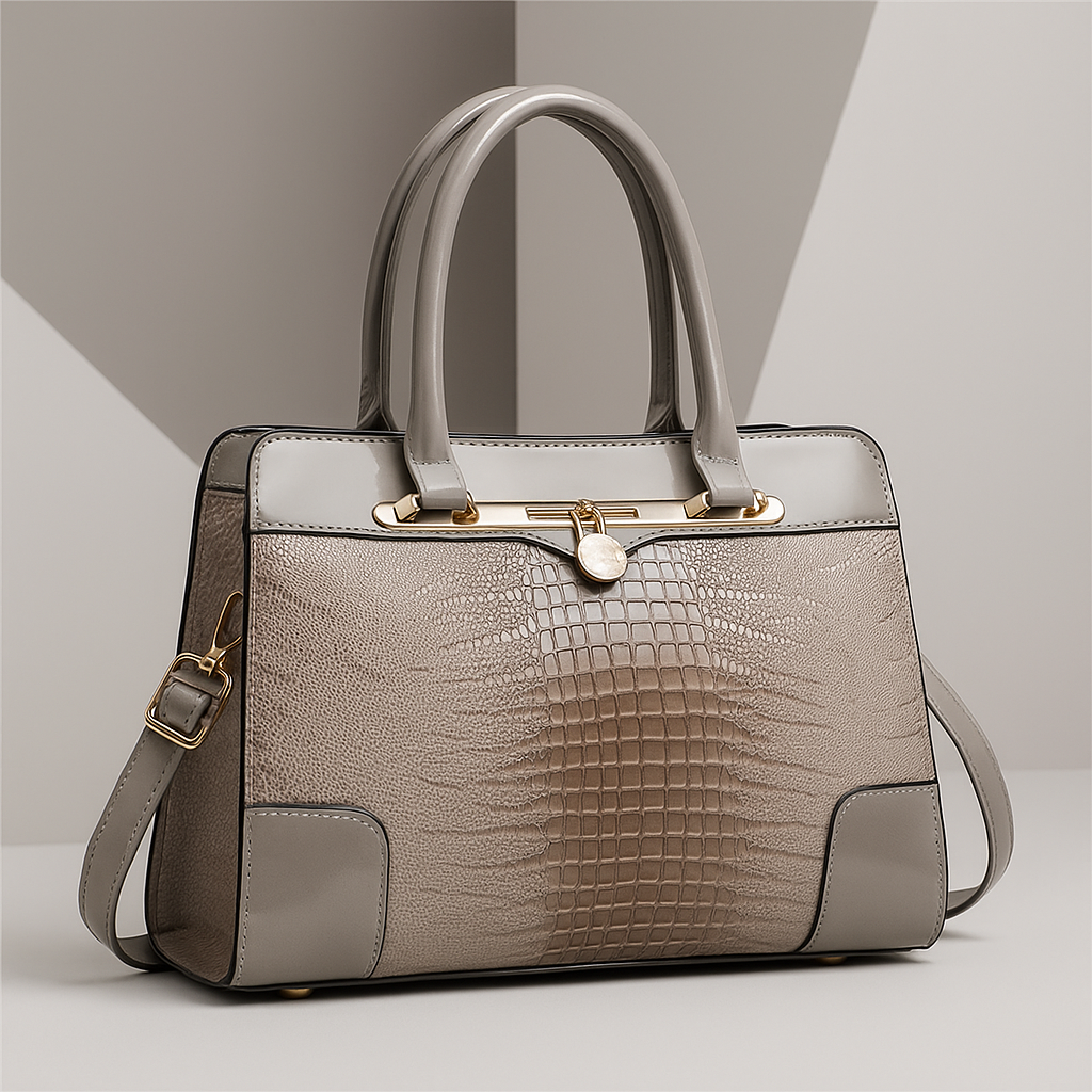 Aeryn - Strukturierte Handtasche in Kroko-Optik