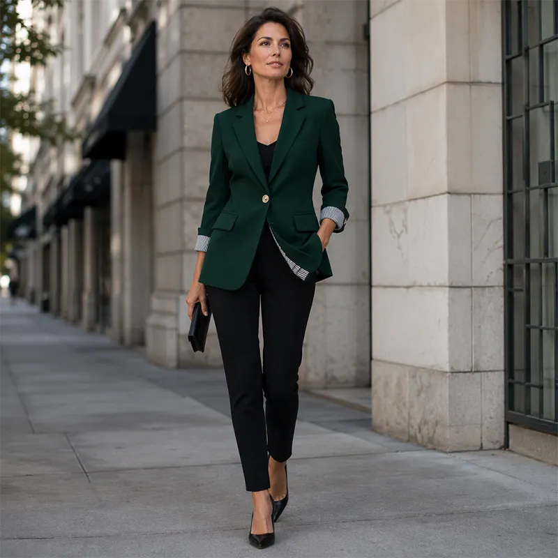Celenya - Klassischer Blazer mit aufgekrempelten Ärmeln
