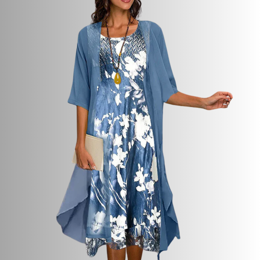 Delavelle - Elegantes mehrlagiges Midikleid-Set