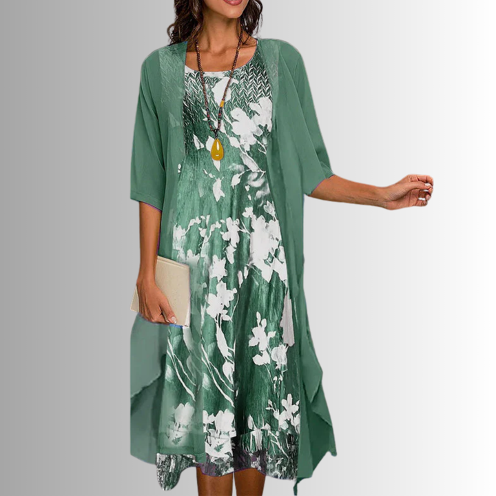 Delavelle - Elegantes mehrlagiges Midikleid-Set