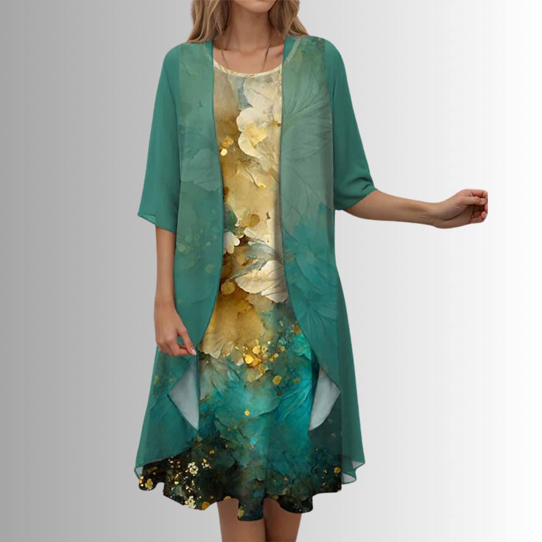 Delavelle - Elegantes mehrlagiges Midikleid-Set