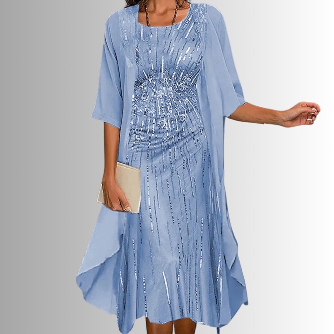 Delavelle - Elegantes mehrlagiges Midikleid-Set