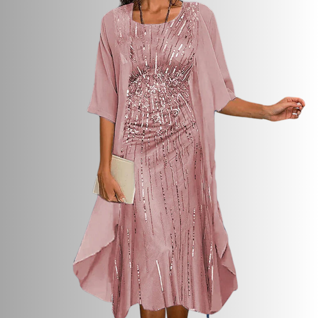 Delavelle - Elegantes mehrlagiges Midikleid-Set