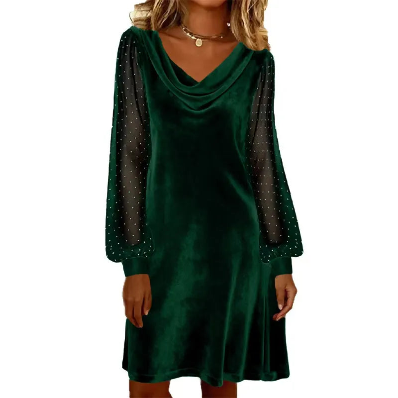 Verelia - Samt-Minikleid mit Wasserfallausschnitt