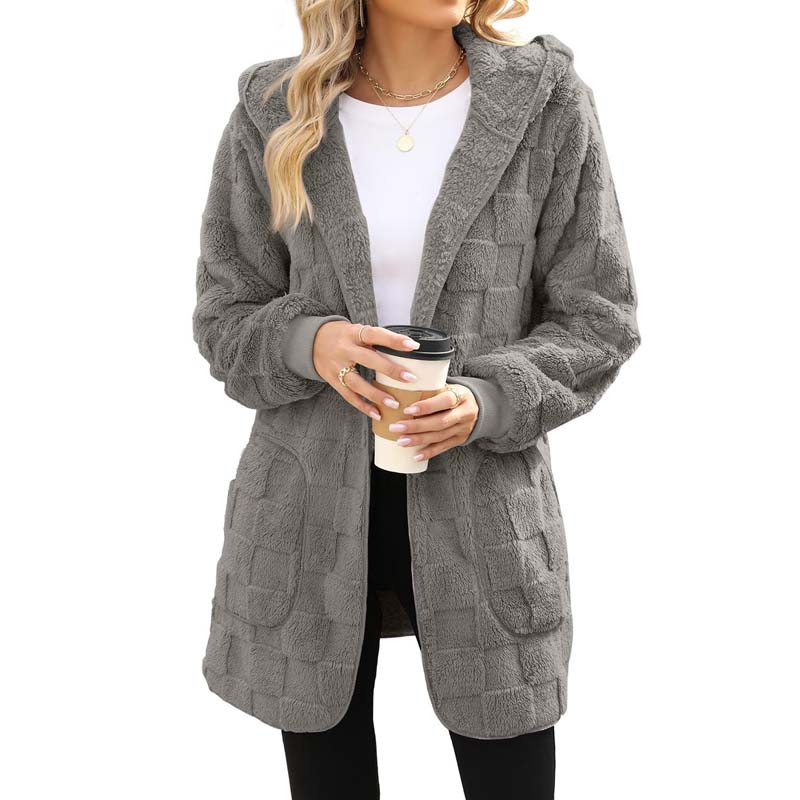 Zinnabelle - Plüschstruktur-Kapuzen-Cardigan
