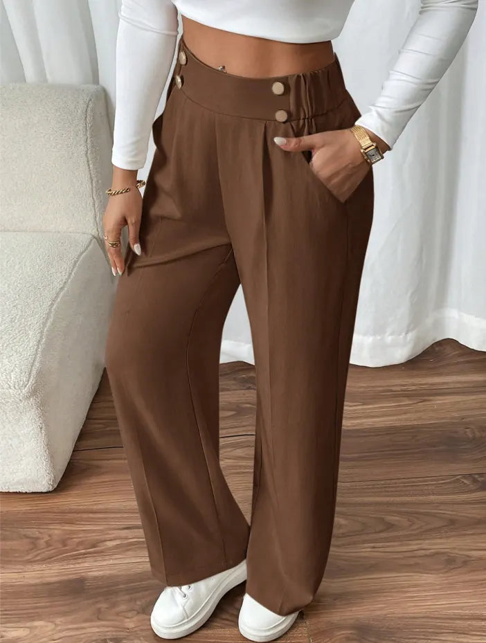 Ashlena - Hochtaillierte Soft-Touch Wide-Leg-Hose
