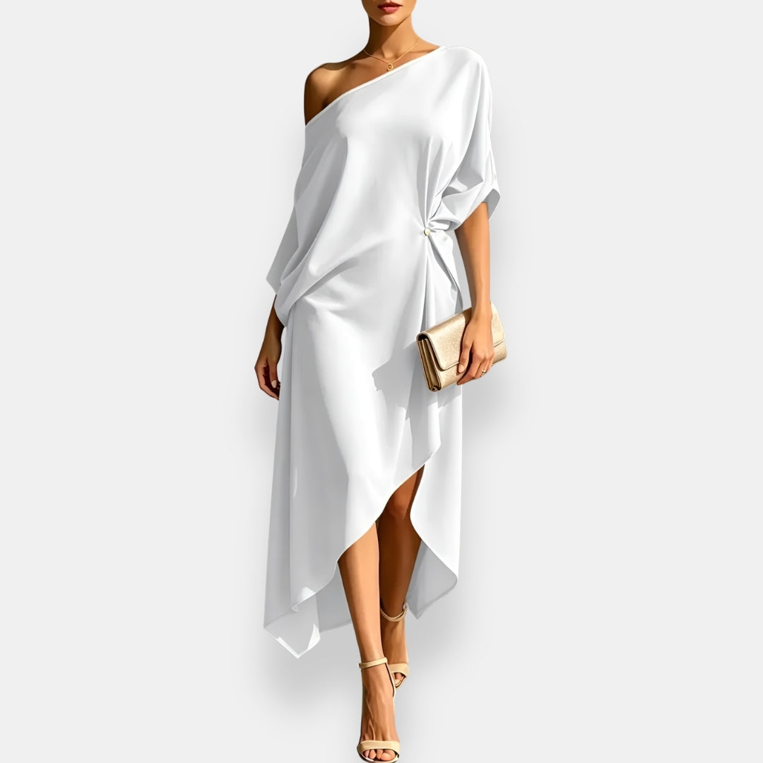 Edwina - Fliessendes, asymmetrisches Abendkleid