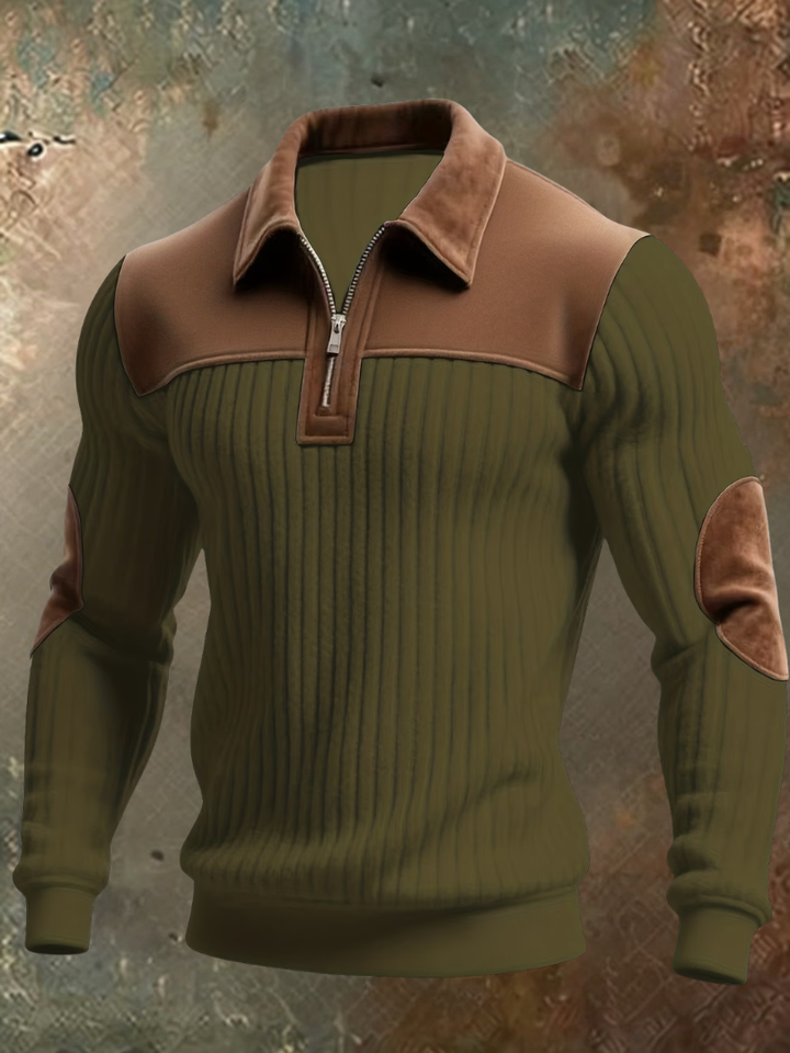Cyrus - Strukturierter Pullover mit halbem Reissverschluss