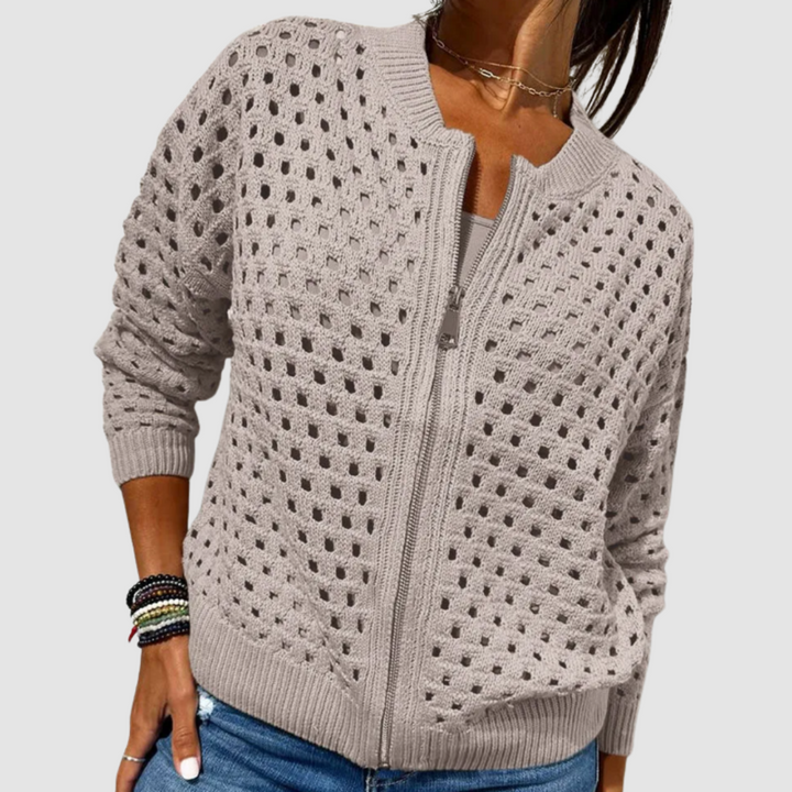 Kaelina - Softtouch-Strickjacke mit Reissverschluss
