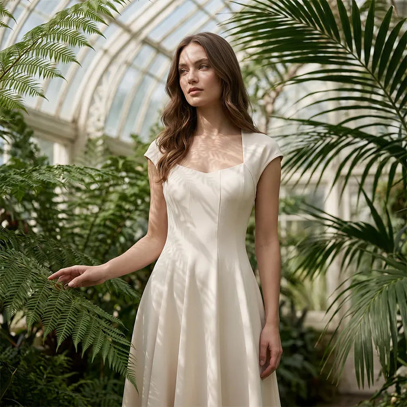 Ysolenne - Midikleid mit weicher Haptik und quadratischem Ausschnitt