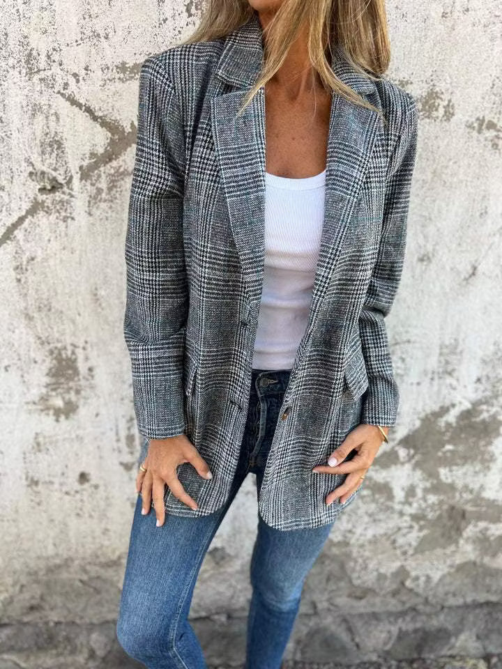 Eira - Taillierter karierter Longblazer