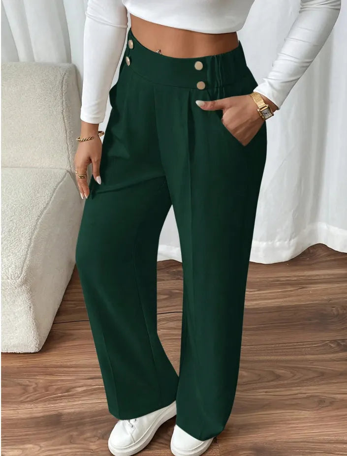 Ashlena - Hochtaillierte Soft-Touch Wide-Leg-Hose