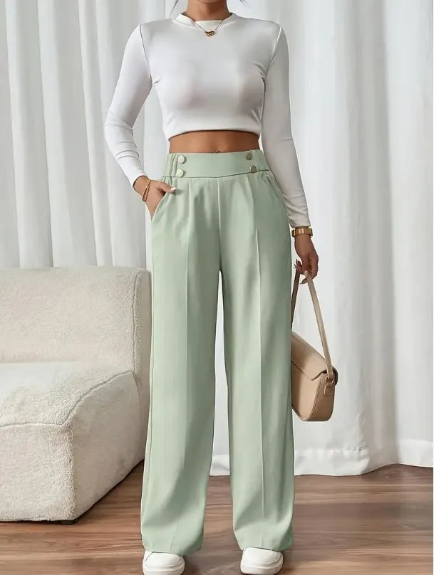 Ashlena - Hochtaillierte Soft-Touch Wide-Leg-Hose