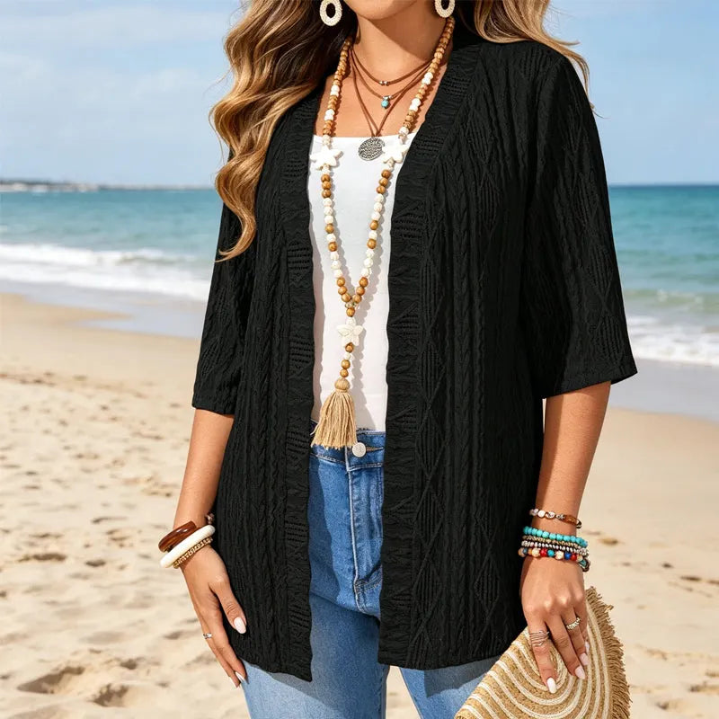 Delienne - Cardigan mit Soft-Touch und Ajourmuster