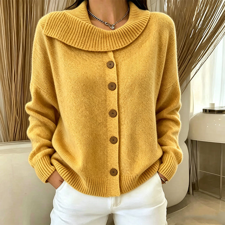Elowette - Cardigan mit breitem Kragen und Knöpfen