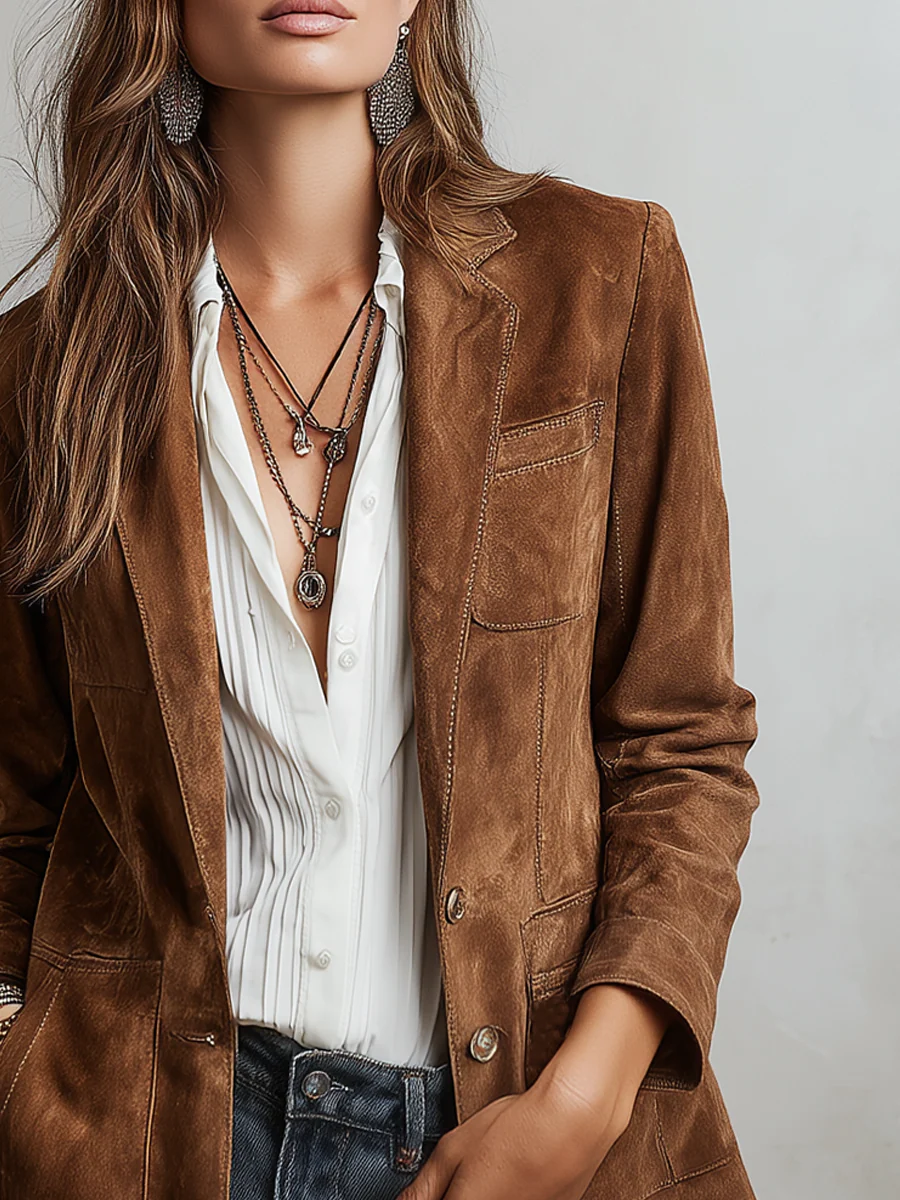 Mirevalle - Vintage massgeschneiderter Wildlederblazer