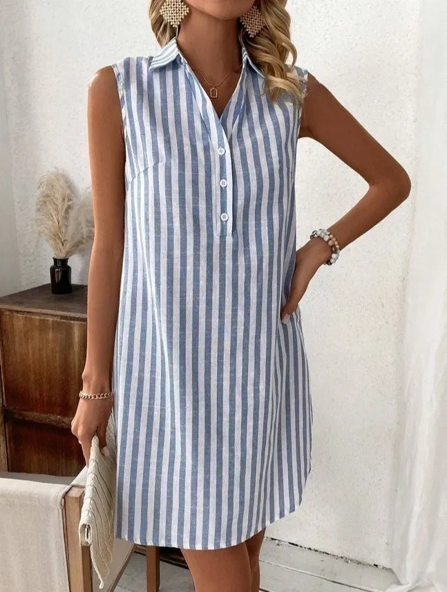 Anora - gestreiftes Soft-Touch-Hemdblusenkleid