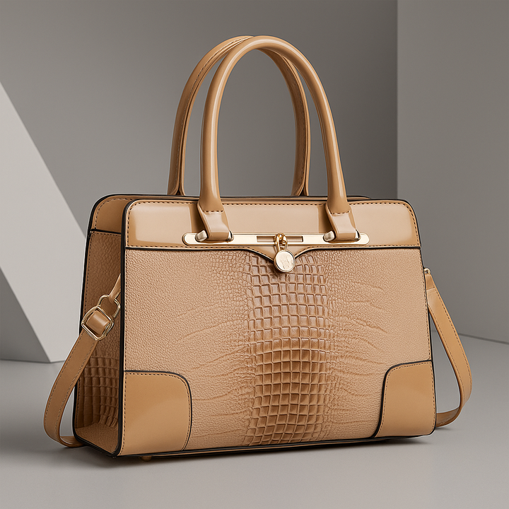 Aeryn - Strukturierte Handtasche in Kroko-Optik