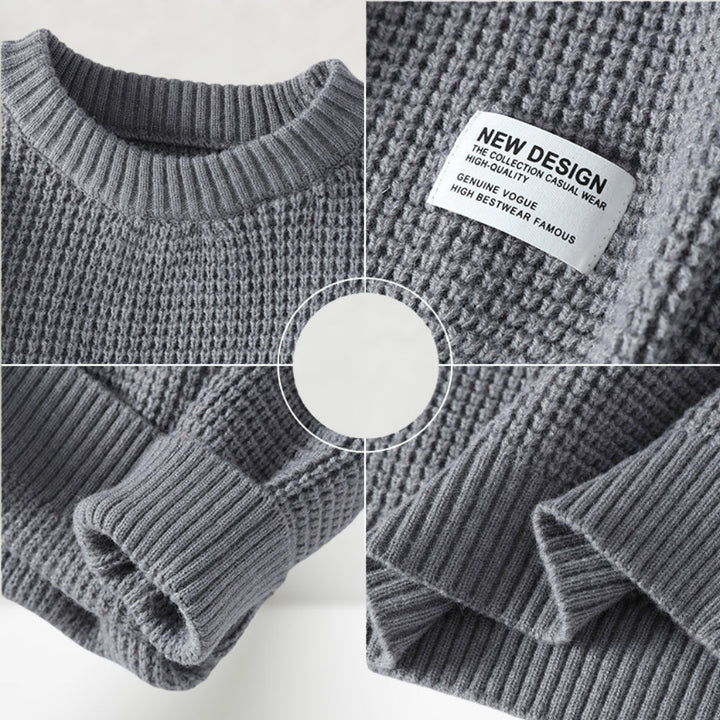 Eldric - Waffelstrick-Rundhals-Pullover