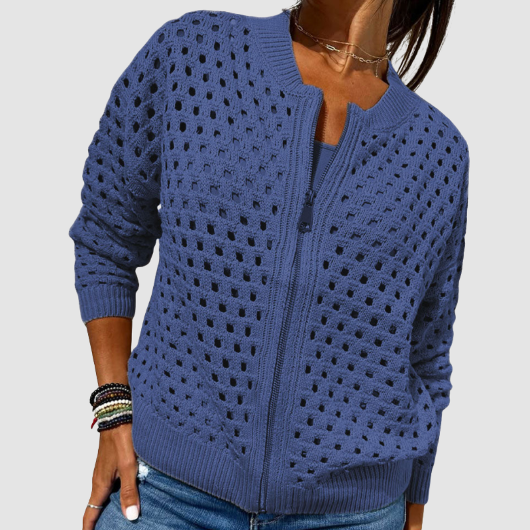 Kaelina - Softtouch-Strickjacke mit Reissverschluss