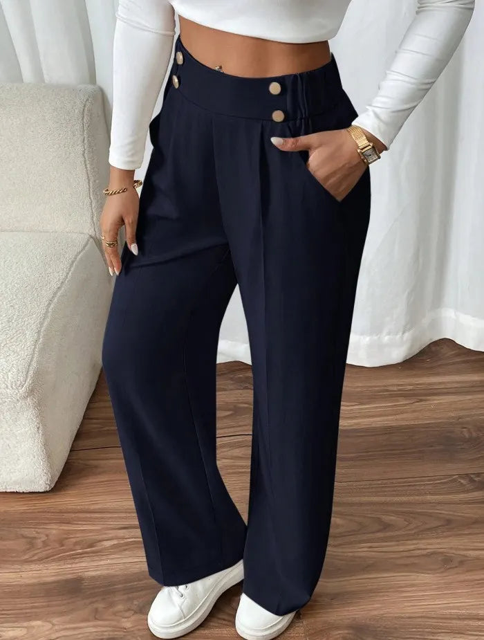 Ashlena - Hochtaillierte Soft-Touch Wide-Leg-Hose