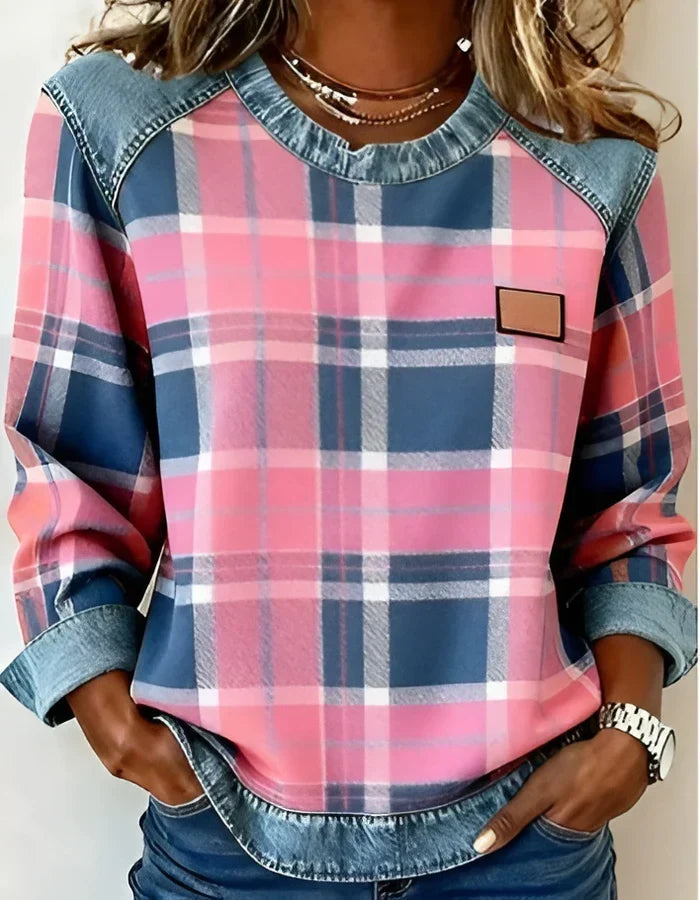 Adair - Lässiges kariertes Rundhals-Sweatshirt