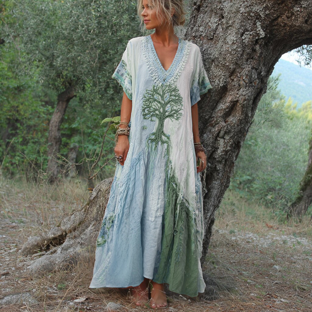 Carivienne - Vintage Baumdruck-Maxikleid