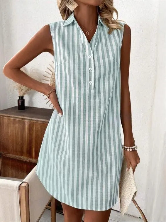 Anora - gestreiftes Soft-Touch-Hemdblusenkleid