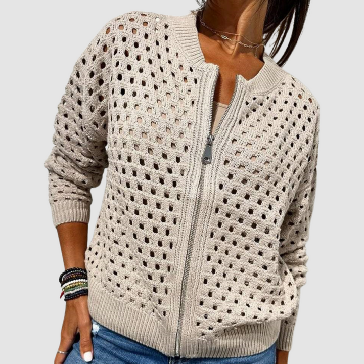 Kaelina - Softtouch-Strickjacke mit Reissverschluss