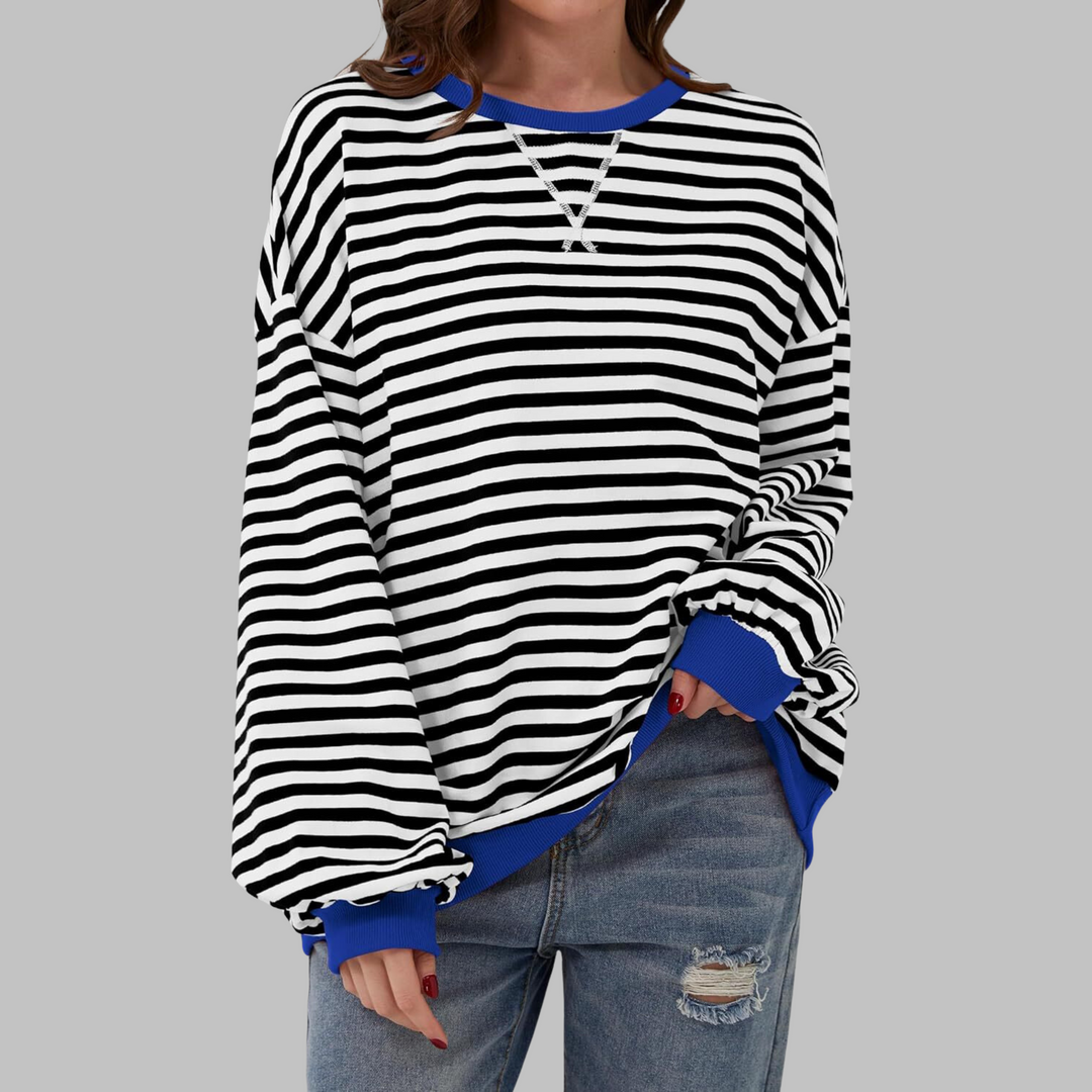 Adelia - Gestreiftes langärmliges Sweatshirt mit Soft-Touch-Finish