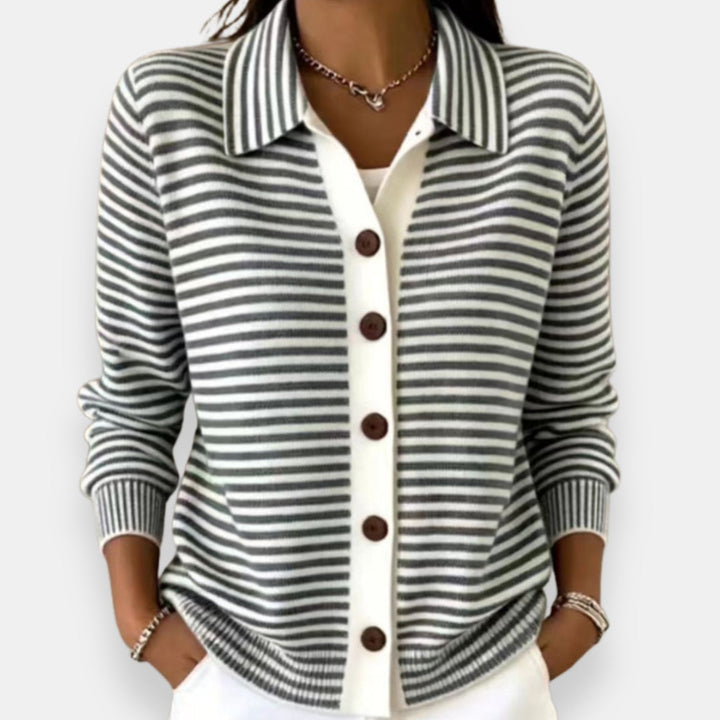 Yola - Gestreifter Cardigan mit Knopfleiste