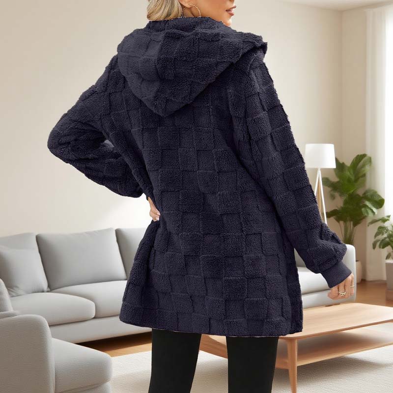 Zinnabelle - Plüschstruktur-Kapuzen-Cardigan