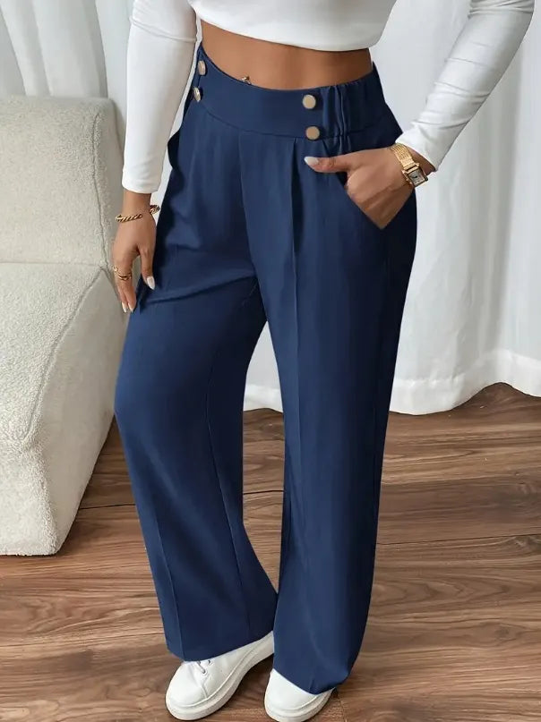 Ashlena - Hochtaillierte Soft-Touch Wide-Leg-Hose