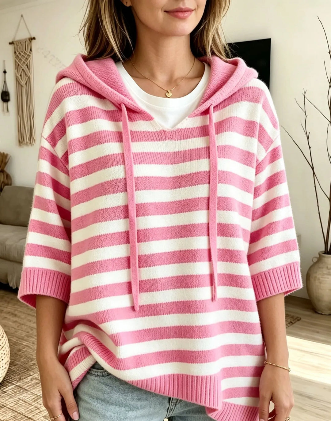 Leontine - Gestreifter Strick-Hoodie