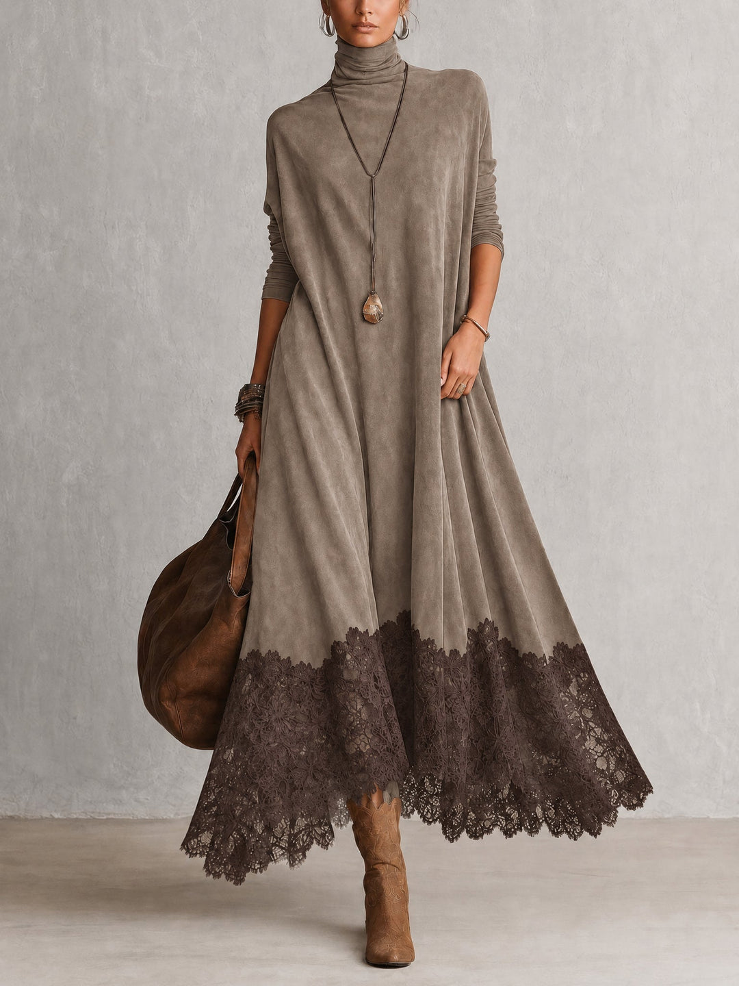 Lavina - Soft-Touch A-Linien-Maxikleid