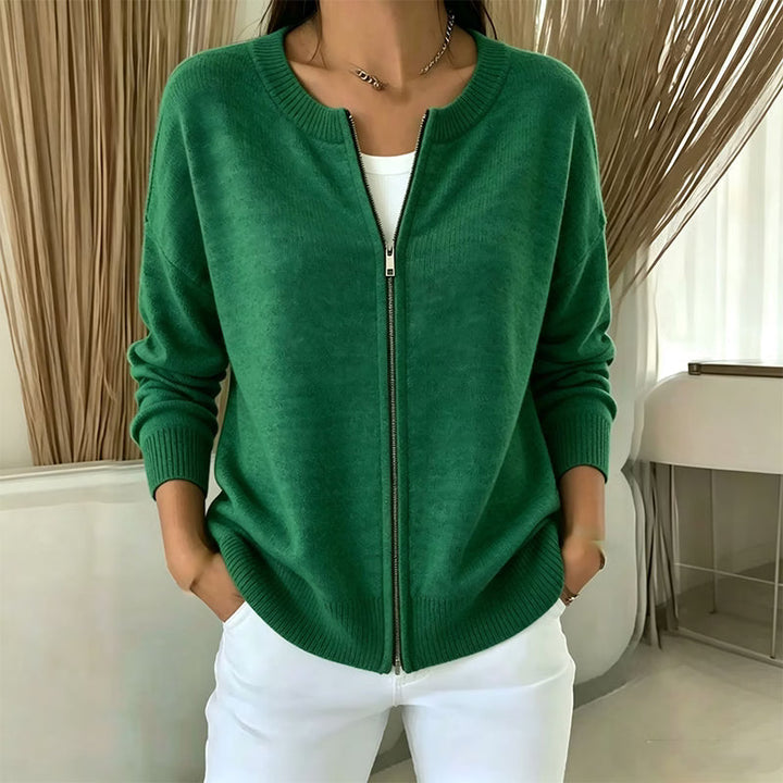 Xyla - Locker geschnittene Strickjacke mit Reissverschluss