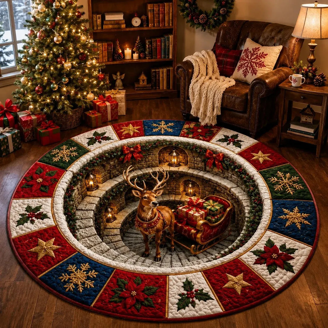 Adelie - Festlicher runder Weihnachtsteppich