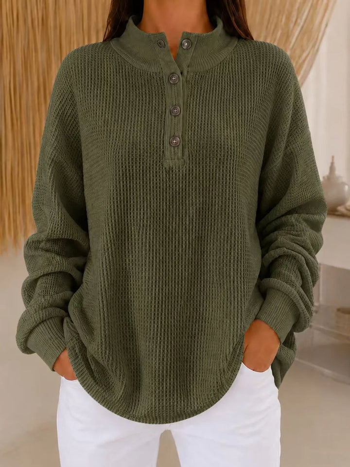 Belliora - Strukturierter Strickpullover mit Knopfleiste am Kragen