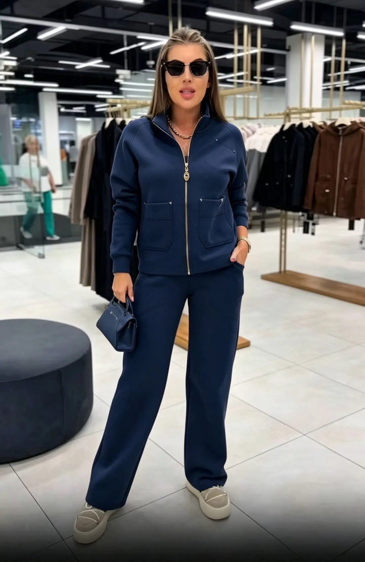 Floranique - Set aus kurz geschnittener Jacke mit Soft-Touch und weit geschnittener Hose