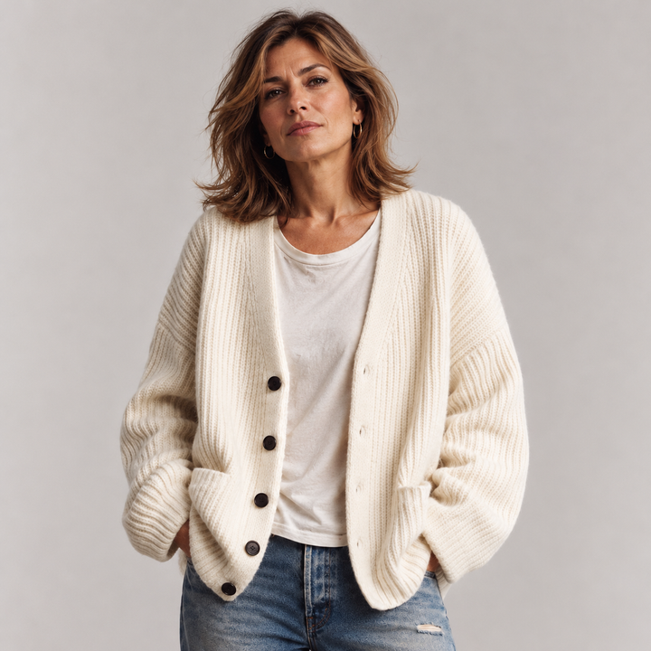 Gertie - Cardigan mit Knopfleiste und V-Ausschnitt